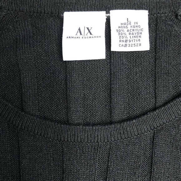 A/X Armani Exchange Basic Black Ribbed Stretchy Short Sleeve Sweater Size Large - Picture 5 of 7